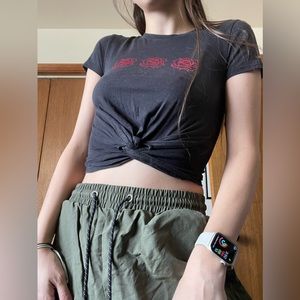 Black Rose Crop Top